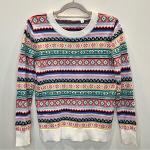 GAP Multicolor Fair Isle Print Crew Neck‎ Sweater Women’s Size XS 100% Cotton